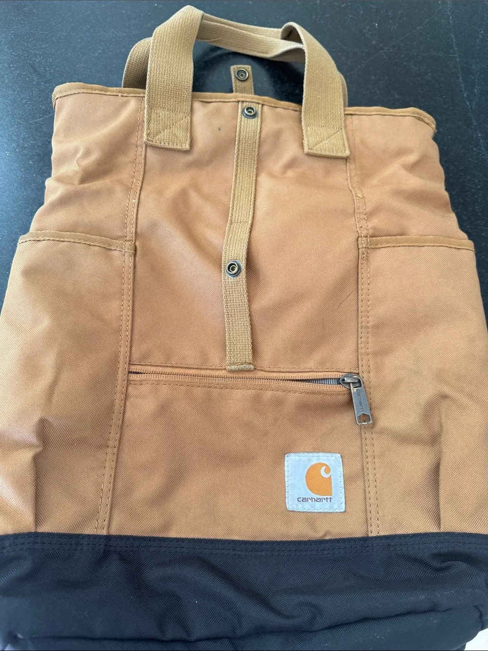 Carhartt Tan and Black Roll-Top Backpack Tote